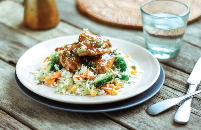 Chicken teriyaki with fried rice