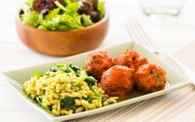 Italian meatballs w spinach GF pasta