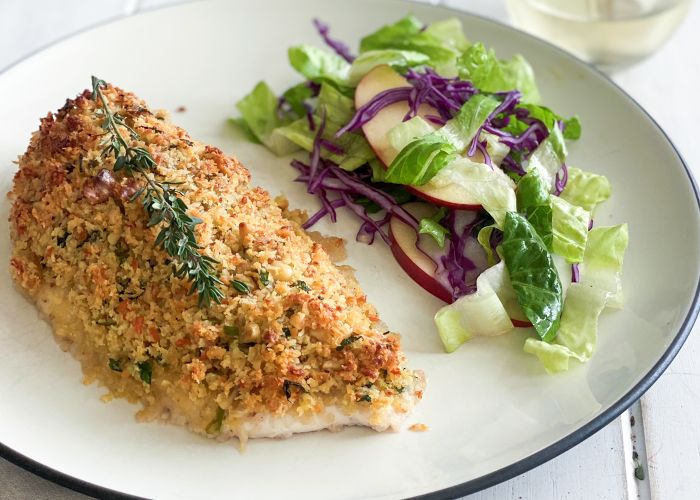 Parmesan + walnut crusted chicken