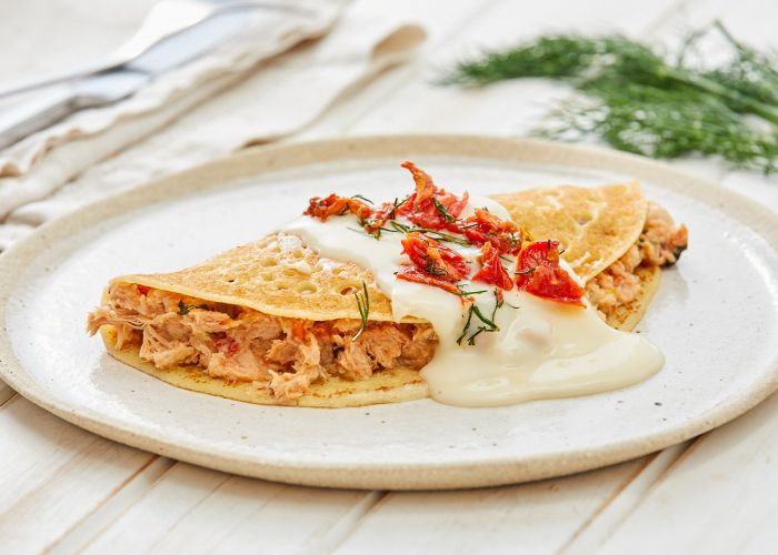 Tuna + sun dried tomato crepe